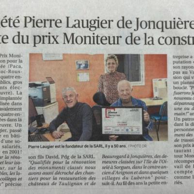 La société Pierre Laugier de Jonquière lauréate du prix moniteur de la construction 2023